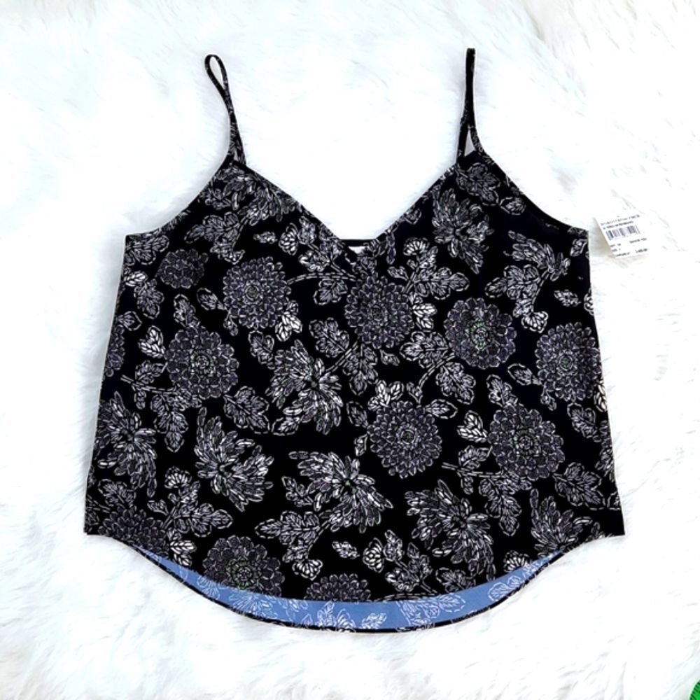 Veronica Beard -203 Floral Pure Silk Tank Cami Top Adjustable Spaghetti Straps 8